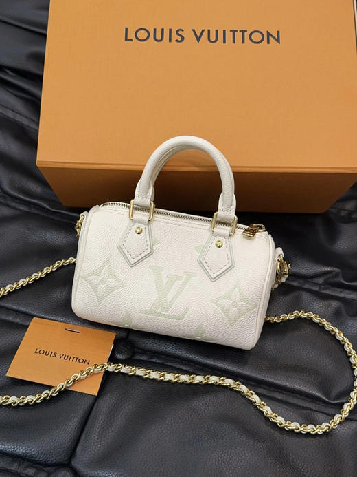 LV speedy nano 抹茶牛奶 牛皮 斜挎包 商品图0