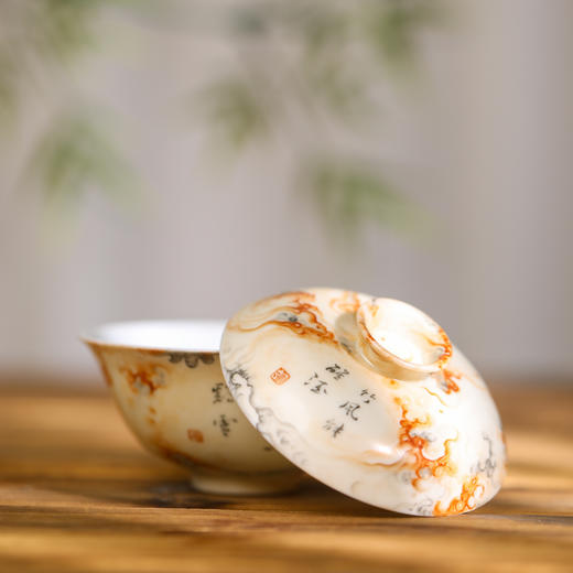 【忘言】 石纹诗文茶碗 商品图3