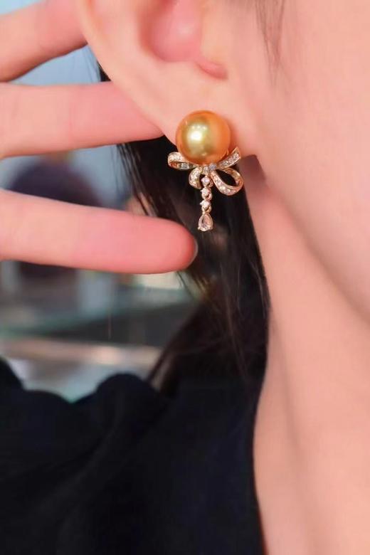 ⁶美少女款【金珠耳钉】11-12mm海水珍珠，银镶，微瑕，出证书，24小时鉴赏期【香港】SS06-QTT-XGZZ 商品图0