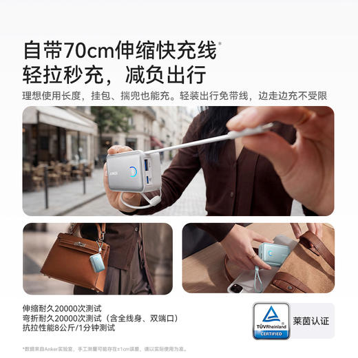 Anker安克 45W自带伸缩线能量盒充电宝 10000mAh 适配苹果手机飞机可携带 A1638 商品图2