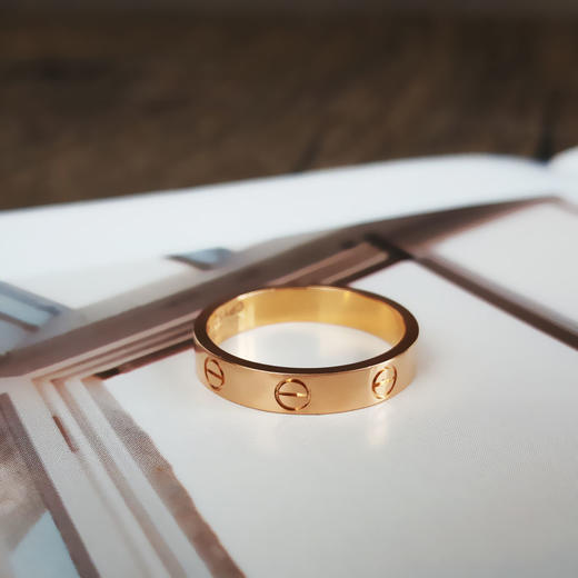 【天然正品】AU750玫瑰金简约时尚LOVE定制款戒指 53号300126TJ35 商品图4