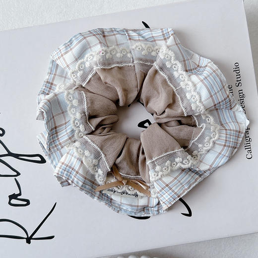 韩系甜美海盐蓝色蕾丝发圈-纪念日百货门店同款169256749 商品图0