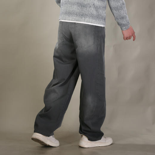 DRONKOO 2026 抽绳半松紧前交叉破骨多位喷色中厚牛仔长裤 商品图3