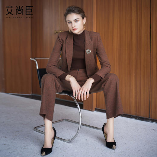 艾尚臣毛呢时尚套装**练气场强大西服职业装高级*西装两件套冬 商品图2