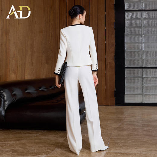 AD职场通勤长袖西装套装春季2026新款白色职业长裤正式场合短外套 商品图4