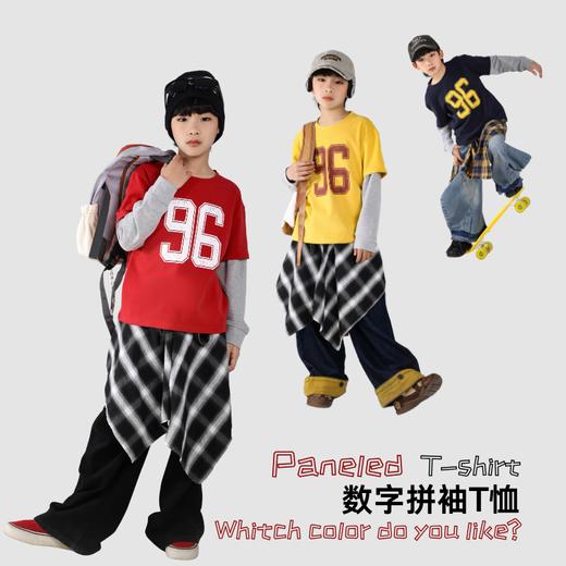 【MUBENMI木本木米2610数字拼袖T恤】儿童复古数字拼袖T恤｜美式风格，潮流担当~软到犯规+百搭到哭｜3色闭眼入不踩雷✨ 商品图0