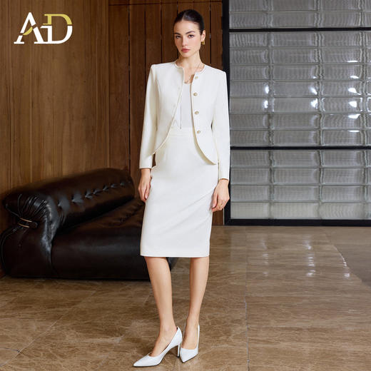 AD2026年春季职业套装通勤长袖半身裙两件套高档工作服西装套装裙 商品图1