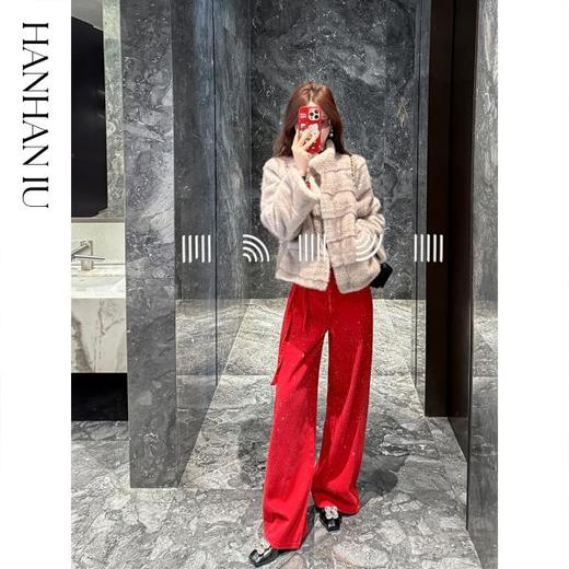 【孤品样衣，不退不换】【红运爆闪裤】轻奢精致时尚百搭手工渐变烫钻休闲直筒牛仔裤 商品图2