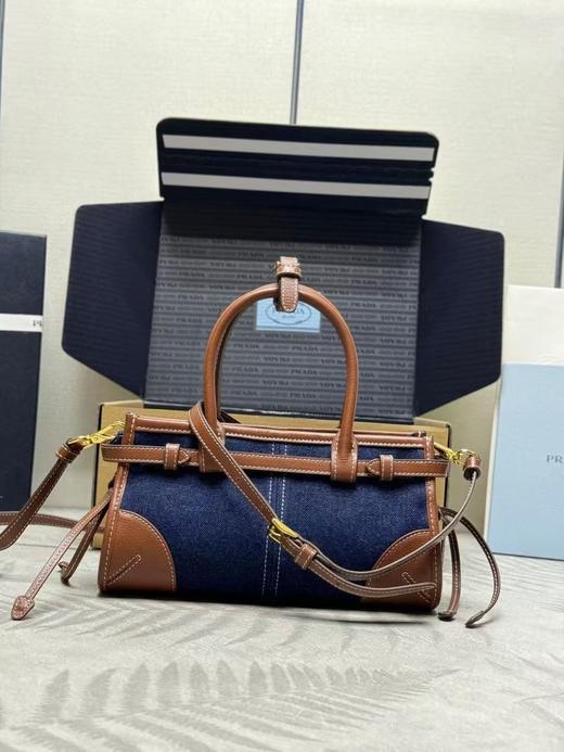 普拉达 SoftLux牛仔布配牛皮 保龄球 mini（LZ） 商品图1