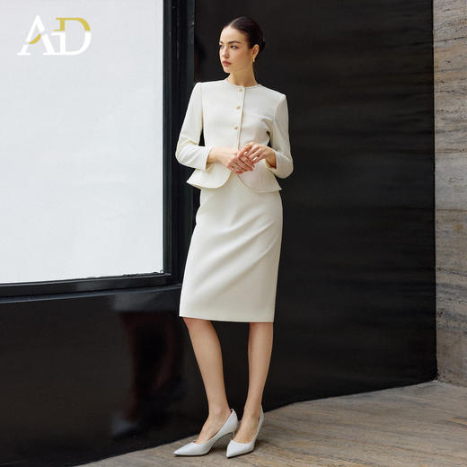 AD2026年春季职业套装通勤长袖半身裙两件套高档工作服西装套装裙 商品图2
