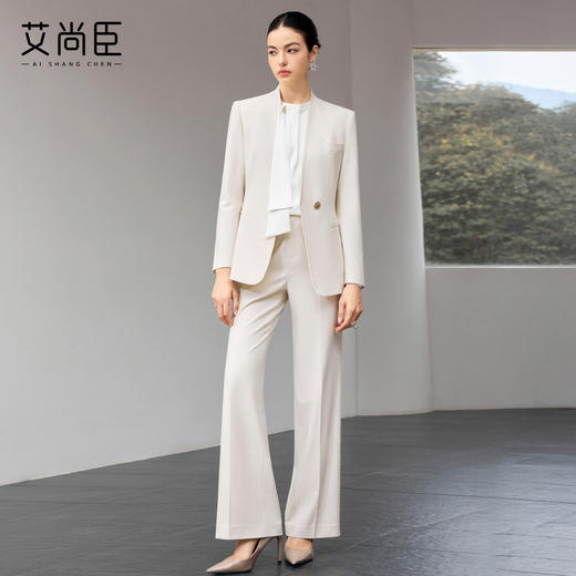 艾尚臣米白色西装套装女春季轻熟通勤风女装气质OL长袖西服职业装 商品图3