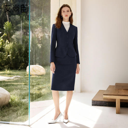 艾尚臣藏青色西装套裙女高级感正式场合职业装正装西装通勤穿搭秋 商品图0