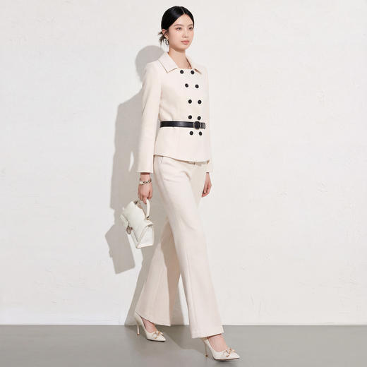 艾尚臣陈瑶同款米白色双排扣西装套装女收腰时尚两件套翻领冬季厚 商品图3