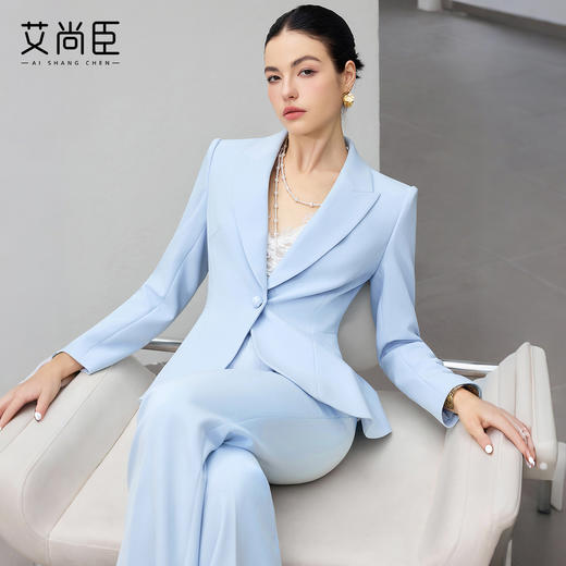 艾尚臣蓝色西装套装女修身医美职业装商务风高级感职场正装主持人 商品图2