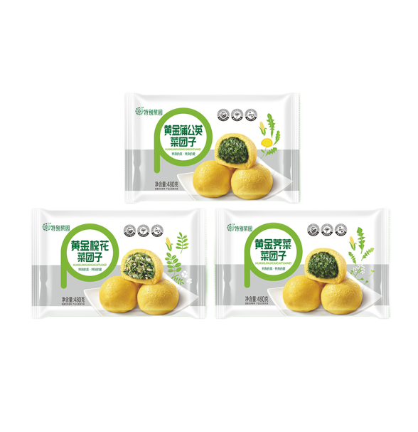 【3袋】粗粮+野菜的健康组合 黄金菜团子480g   A-2242 （效期荠菜/蒲公英26-8；槐花27-1）特别菜园