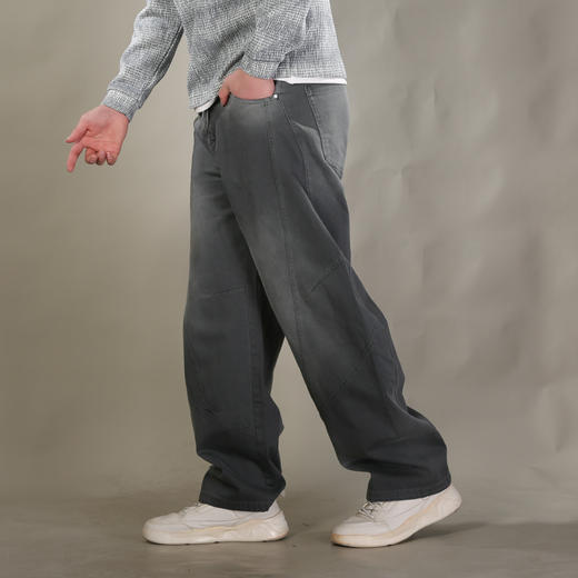 DRONKOO 2026 抽绳半松紧前交叉破骨多位喷色中厚牛仔长裤 商品图2