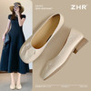 ZHR则则羊皮浅口气质单鞋真皮女2026新款百搭粗跟一脚蹬通勤单鞋 商品缩略图0