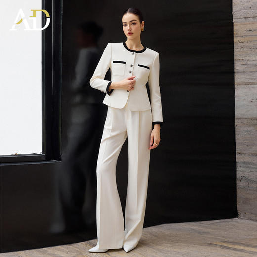 AD职场通勤长袖西装套装春季2026新款白色职业长裤正式场合短外套 商品图2