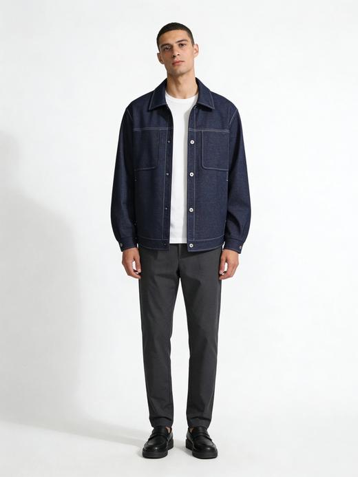 【利落翻领 大口袋设计 复古感直接拉满】挺括有型情侣仿牛仔夹克衬衣（E50-G6683） 商品图5