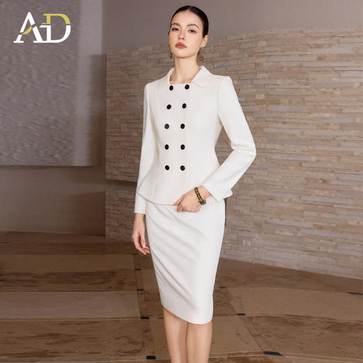 AD高端精致双排扣西装套裙女2026新款高级感穿搭职业装两件套裙子 商品图1