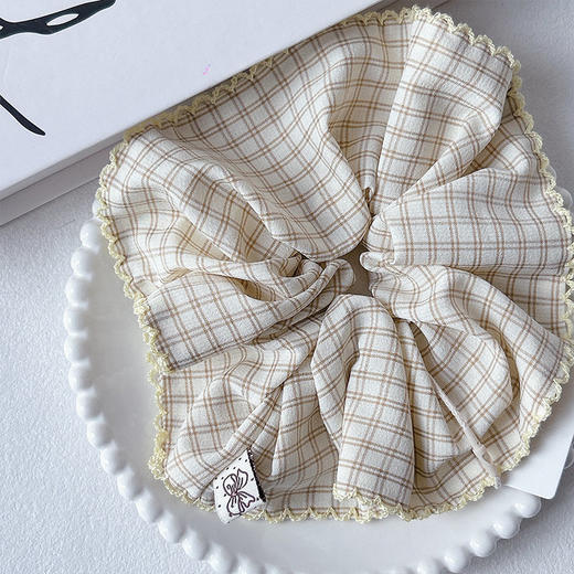 韩系简约格纹布艺大肠发圈-纪念日百货门店同款169256642 商品图2