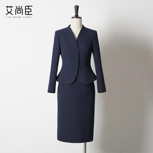 艾尚臣藏青色西装套裙女高级感正式场合职业装正装西装通勤穿搭秋 商品图1
