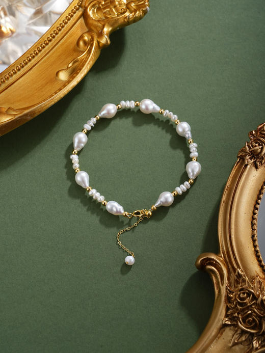 子佩集【潮汐妙华】银S925珍珠惜王妃手链【SGB0750001】镀金串珠2602 商品图5