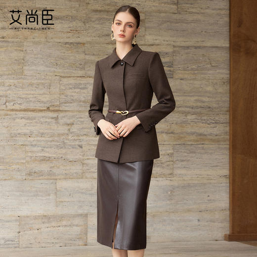 艾尚臣【暖棕醇韵】翻领短外套女职场高级感上衣职业西装秋冬呢子 商品图1