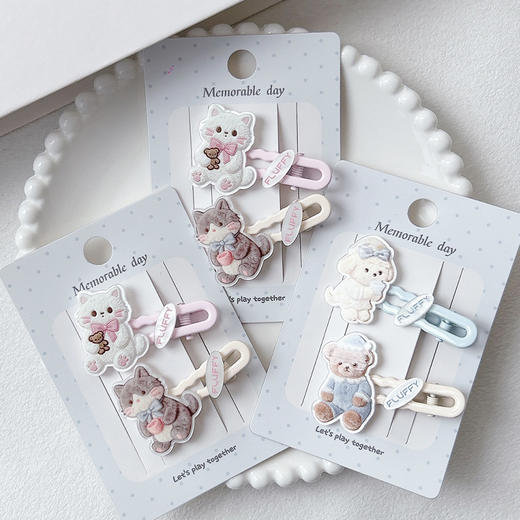 甜美可爱布偶萌趣长边夹对装发夹-纪念日百货门店同款169096731 商品图0