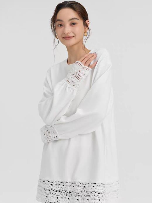 重工水溶蕾丝磨毛棉长款裙T 商品图1