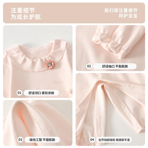 新生婴儿连体衣宝宝衣服荷叶领花边婴幼儿春秋哈衣包屁衣 商品图3