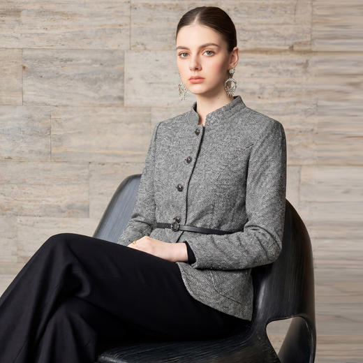 艾尚臣格雷系立绵羊毛西装套装女职业高级高智感阔腿裤两件套气质 商品图4