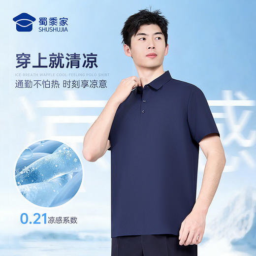 【冰刻华夫格凉感polo衫】压胶翻领通勤短袖T恤商务休闲半袖POLO衫LZ606 商品图5