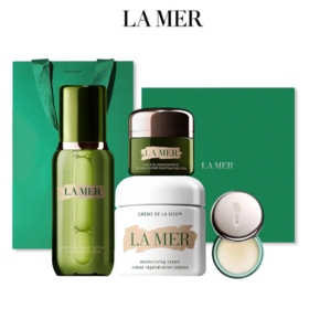 【全球购A义乌】送礼袋礼盒 LAMER海蓝之谜经典四件套组（精粹水150ml+经典面霜60ml+浓缩眼霜15ml+唇膜5g）