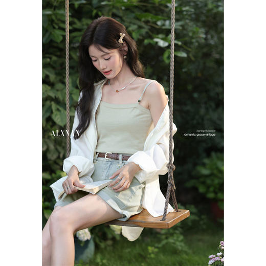 鹿向南「素衣絮语」宽松休闲衬衣杏色防晒长袖衬衫女春季上衣外套 商品图4