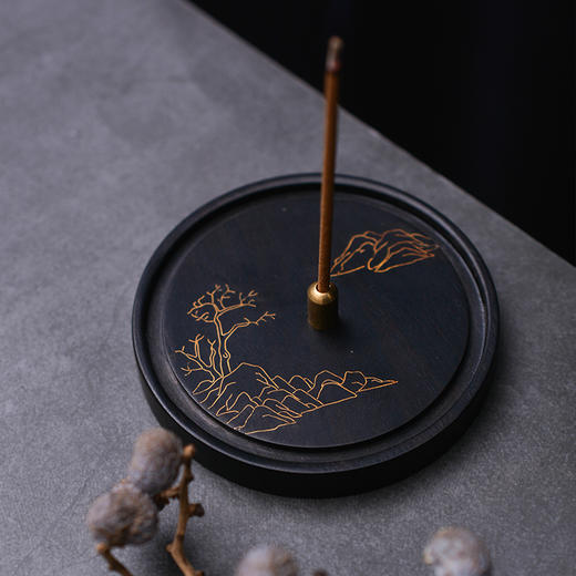 《山水有相逢》紫光檀香插 商品图0