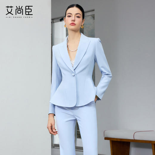 艾尚臣蓝色西装套装女修身医美职业装商务风高级感职场正装主持人 商品图1