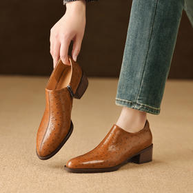 【预售5天】法式深口单鞋女春秋新款侧拉链通勤复古小皮鞋LG&904-1673