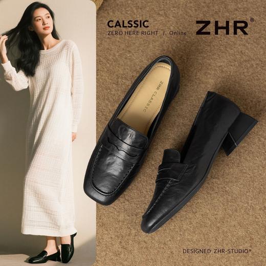 ZHR则则头层羊皮时尚中口单鞋2025新款懒人一脚蹬妈妈鞋通勤女鞋 商品图0