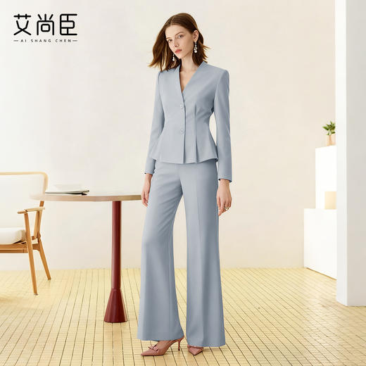 艾尚臣秋冬职业装女蓝色气质西装套装高级感酒店医美前台西服工装 商品图3