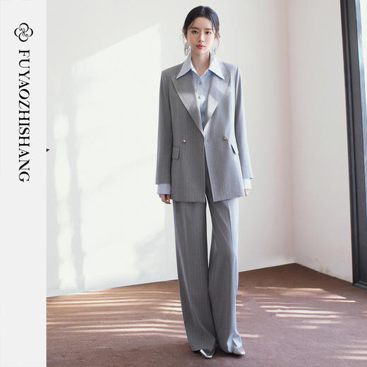 FUYAO扶摇直上 职场新贵风西装套装女春季通勤阔版阔版西服两件套 商品图2