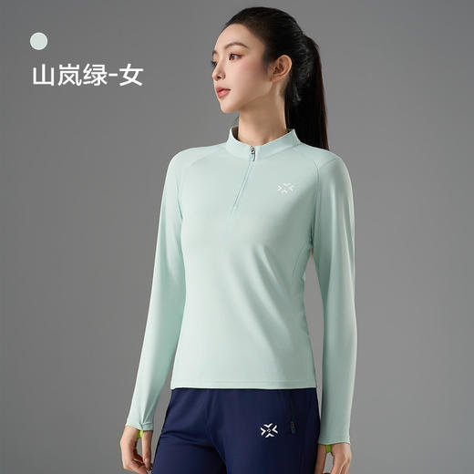 有为者/男女春秋跑步长袖 半开拉链魔方透湿拇指套跑步运动透气速干训练长袖T恤 商品图7