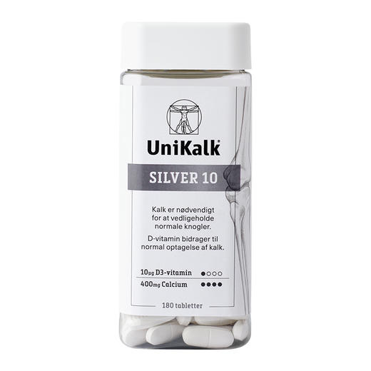 [丹麦]新Unikalk佑咔克成人银白款钙片180粒10µg维他命D.New!Unikalk Silver 10µg 180stk. 商品图0