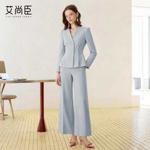 艾尚臣秋冬职业装女蓝色气质西装套装高级感酒店医美前台西服工装 商品图2