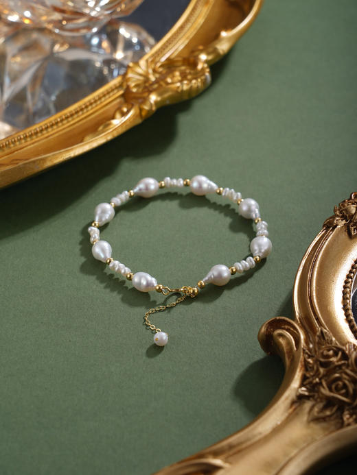 子佩集【潮汐妙华】银S925珍珠惜王妃手链【SGB0750001】镀金串珠2602 商品图4