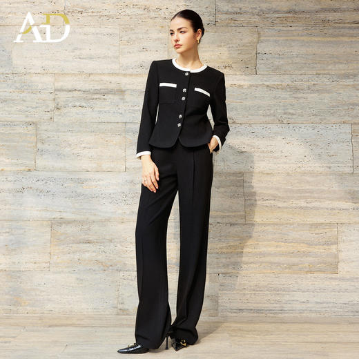 AD酒店经理职业套装女长袖西装套装黑色气质短外套2026新款直筒裤 商品图0