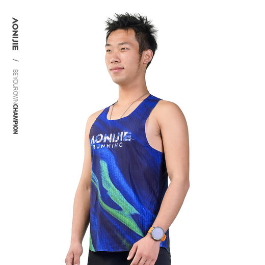 【2026新款】奥尼捷男款工字马拉松透气呼吸楼梯格不黏身速干运动背心 商品图7