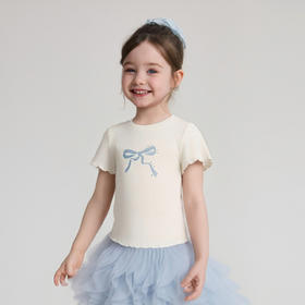笛莎/Deesha 2026年夏季新款女童小童木耳边小图案T恤