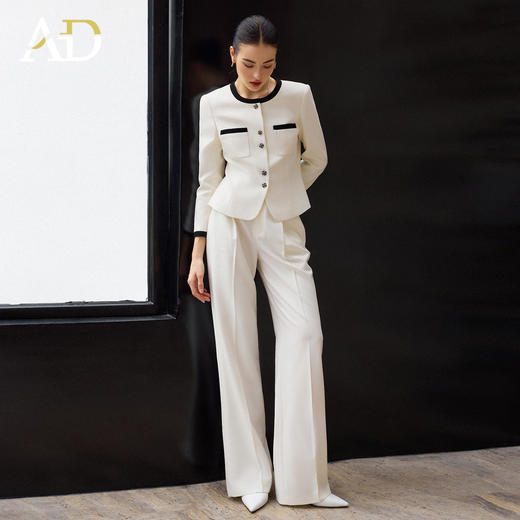 AD职场通勤长袖西装套装春季2026新款白色职业长裤正式场合短外套 商品图3