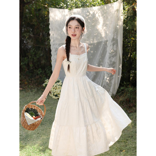鹿向南「白雾星海」法式无袖连衣裙女2026春小个子高腰度假吊带裙 商品图3